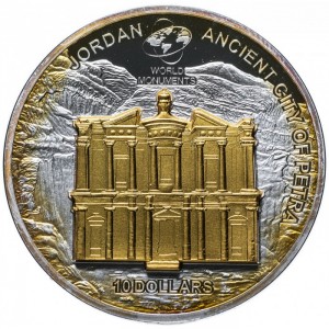 Реверс монеты Острова Кука, 10 долларов, 2007, Мировые памятники - Петра, Иордания