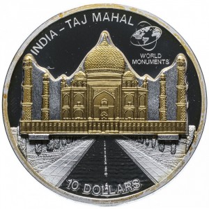 Реверс монеты Острова Кука, 10 долларов, 2007, Мировые памятники - Тадж-Махал, Индия