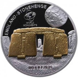 Реверс монеты Острова Кука, 10 долларов, 2008, Мировые памятники - Стоунхендж, Англия