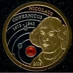 Реверс монеты Острова Кука, 10 долларов, 2008, Николай Коперник
