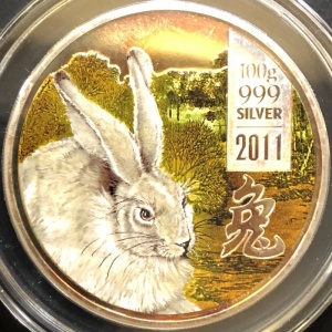 Реверс монеты Острова Кука, 10 долларов, 2011, Китайский гороскоп - год кролика