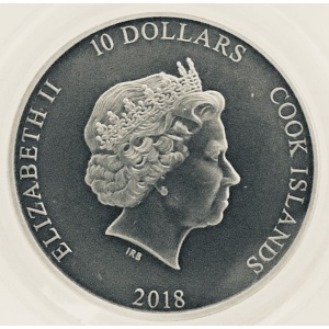 Аверс монеты Острова Кука, 10 долларов, 2018, Мифология - Эгида Афины