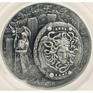 Реверс монеты Острова Кука, 10 долларов, 2018, Мифология - Эгида Афины