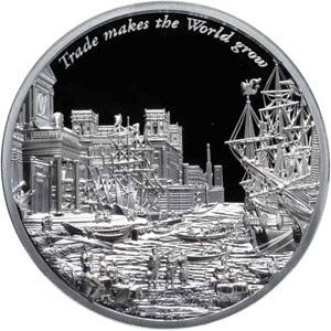 Реверс монеты Острова Кука, 10 долларов, 2022, Время летит незаметно - Торговля способствует росту мира