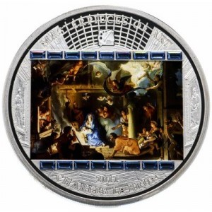 Реверс монеты Острова Кука, 20 долларов, 2011, Шедевры искусства - Поклонение пастухов