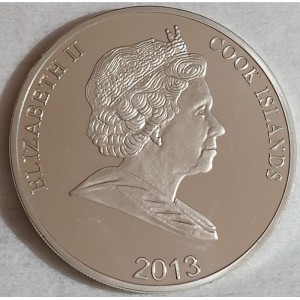 Аверс монеты Острова Кука, 20 долларов, 2013, Шедевры искусства - Леди Годива