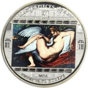 Реверс монеты Острова Кука, 20 долларов, 2014, Шедевры искусства - Леда и лебедь