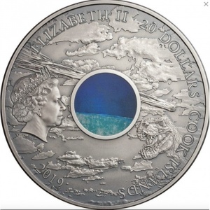 Аверс монеты Острова Кука, 20 долларов, 2019, Метеориты - Чикшулуб