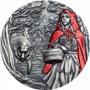 Реверс монеты Острова Кука, 20 долларов, 2019, Сказки и басни - Красная Шапочка