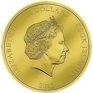 Аверс монеты Острова Кука, 20 долларов, 2021, Восшествие на престол японского императора - Токио