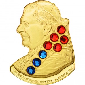 Реверс монеты Острова Кука, 25 долларов, 2007, 80 лет со дня рождения Бенедикта XVI