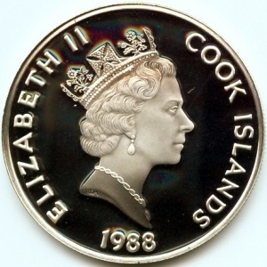 Аверс монеты Острова Кука, 50 долларов, 1988, Франсиско Васкес де Коронадо