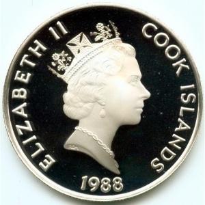 Аверс монеты Острова Кука, 50 долларов, 1988, Христофор Колумб