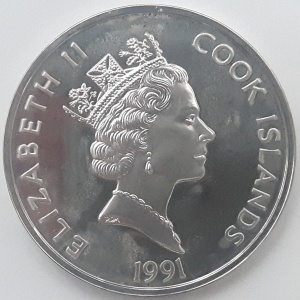 Аверс монеты Острова Кука, 50 долларов, 1989-1991, 500 лет открытию Америки - Фернан Магеллан