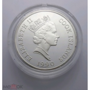 Аверс монеты Острова Кука, 50 долларов, 1990, Чемпионат мира по футболу 1990