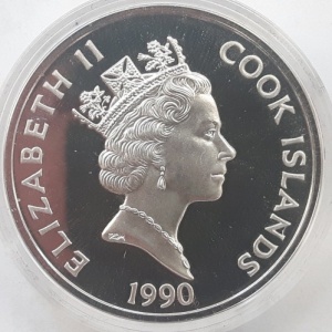 Аверс монеты Острова Кука, 50 долларов, 1990-1991, 500 лет открытию Америки - Васко Нуньес де Бальбоа