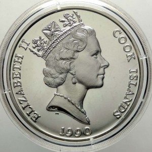 Аверс монеты Острова Кука, 50 долларов, 1990, Вымирающие виды - Коала