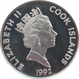 Аверс монеты Острова Кука, 50 долларов, 1992, 500 лет открытию Америки - Льюис и Кларк