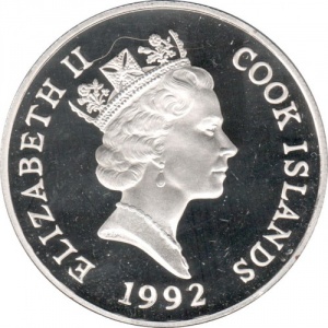 Аверс монеты Острова Кука, 50 долларов, 1992, Вымирающие виды - Западная равнинная горилла