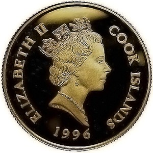 Аверс монеты Острова Кука, 100 долларов, 1996, Национальный парк "Йеллоустон"