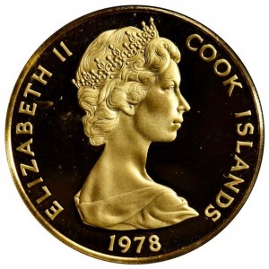 Аверс монеты Острова Кука, 200 долларов, 1978, Джеймс Кук