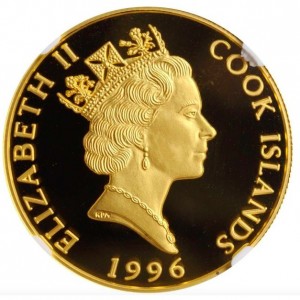 Аверс монеты Острова Кука, 250 долларов, 1996, Национальный парк "Йеллоустон"