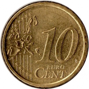 Реверс монеты Сан-Марино, 10 евроцентов, 2002-2007