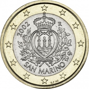 Аверс монеты Сан-Марино, 1 евро, 2002-2007