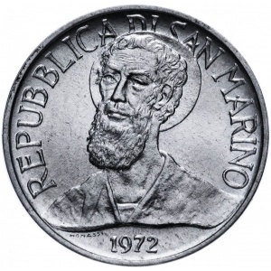 Аверс монеты Сан-Марино, 1 лира, 1972