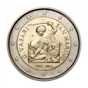 Аверс монеты Сан-Марино, 2 евро, 2011, 500 лет со дня рождения Джорджо Вазари