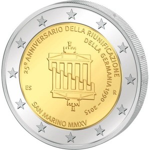 Аверс монеты Сан-Марино, 2 евро, 2015, 25 лет объединению Германии