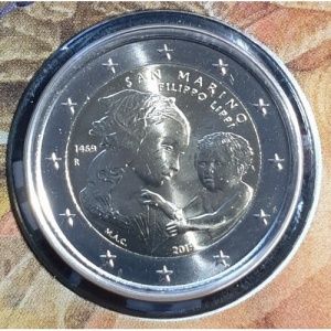 Аверс монеты Сан-Марино, 2 евро, 2019, 550 лет со дня смерти Филиппо Липпи