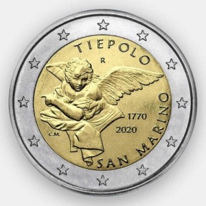 Аверс монеты Сан-Марино, 2 евро, 2020, 250 лет со дня смерти Джамбаттиста Тьеполо