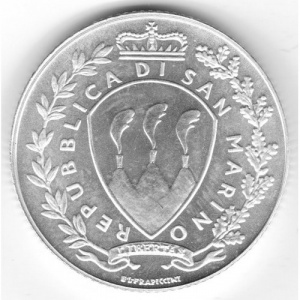 Аверс монеты Сан-Марино, 5 евро, 2003, Независимость, толерантность, свобода