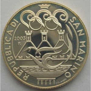Аверс монеты Сан-Марино, 5 евро, 2003, XXVIII летние Олимпийские Игры, Афины 2004