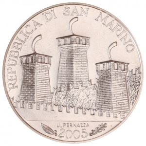 Аверс монеты Сан-Марино, 5 евро, 2005, 180 лет со дня смерти Антонио Онофри
