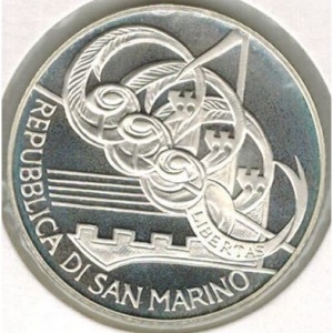 Аверс монеты Сан-Марино, 5 евро, 2007, 50 лет со дня смерти Артуро Тосканини