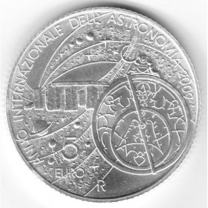 Реверс монеты Сан-Марино, 5 евро, 2009, Международный год астрономии