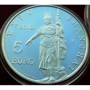 Реверс монеты Сан-Марино, 5 евро, 2010, Шанхай Экспо 2010