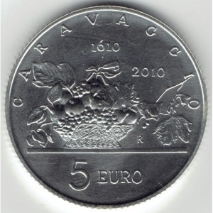 Реверс монеты Сан-Марино, 5 евро, 2010, 500 лет со дня смерти Караваджо
