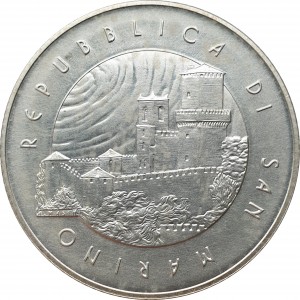 Аверс монеты Сан-Марино, 5 евро, 2011, 50 лет выходу людей в космос, Гагарин и Шепард
