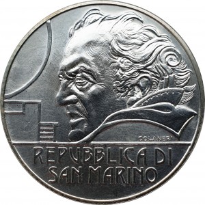 Аверс монеты Сан-Марино, 5 евро, 2013, Федерико Феллини