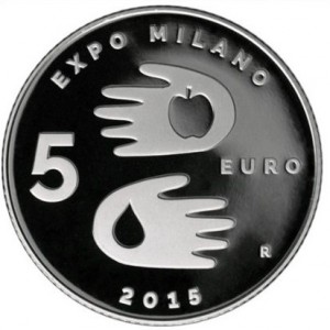 Реверс монеты Сан-Марино, 5 евро, 2015, Милан Экспо 2015