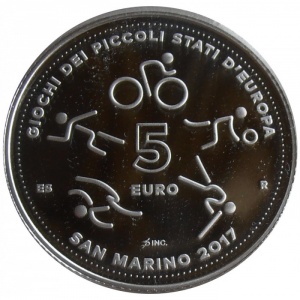 Реверс монеты Сан-Марино, 5 евро, 2017, Игры малых государств Европы