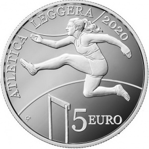Реверс монеты Сан-Марино, 5 евро, 2020, Чемпионат малых государств Европы по легкой атлетике