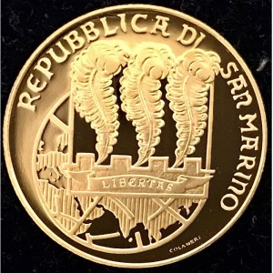 Аверс монеты Сан-Марино, 20 евро, 2004, Марко Поло и Хубилай хан