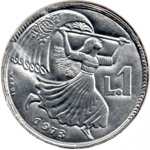 Реверс монеты Сан-Марино, 1 лира, 1973