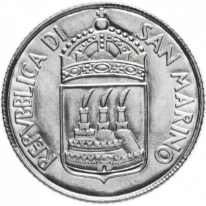 Аверс монеты Сан-Марино, 2 лиры, 1973