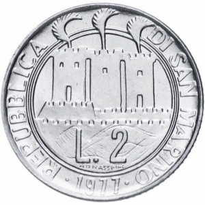 Аверс монеты Сан-Марино, 2 лиры, 1977, Экология