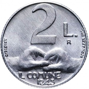 Реверс монеты Сан-Марино, 2 лиры, 1991
